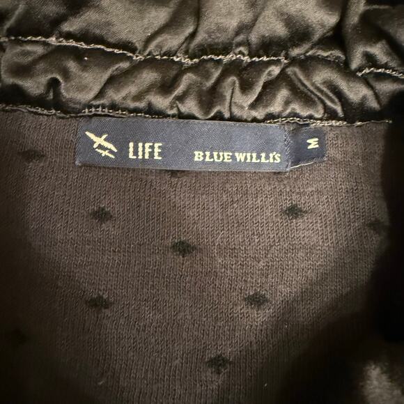 Blue Willi’s Ruffle Collar Cardigan 100% Cotton Polka Dot Knit Size M Artsy Fun - Picture 6 of 7